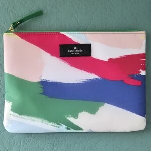 Kate Spade New York Cosmetic Pouch Multicolor Brushstroke Print Nylon